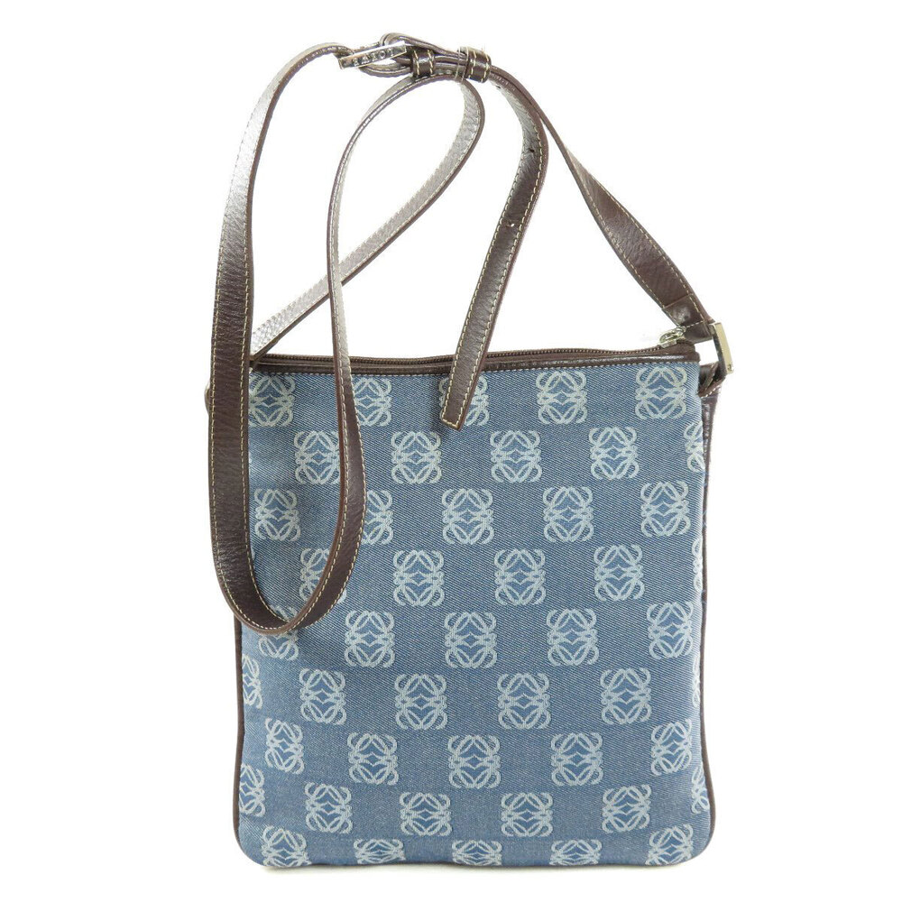 Loewe motif Anagram canvas leather shoulder bag Black